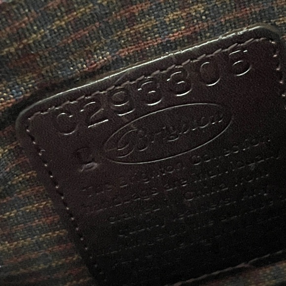 Brighton Vintage large black structured leather shoulder bag reptile print trim - Picture 6 of 7